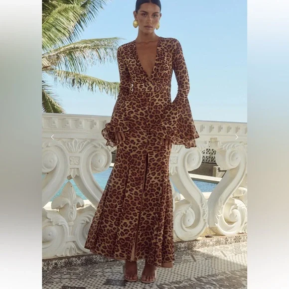 RUNAWAY THE LABEL SARI MAXI DRESS - LEOPARD PRINT sz xxl - Picture 3 of 9